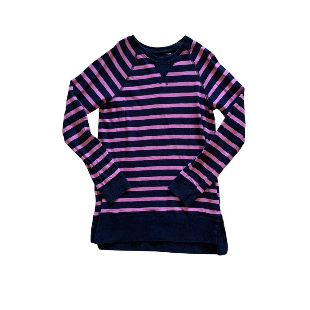 Primary Striped Kids Long Sleeve Shirt - Purple and Navy size 8-9
